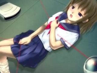 Anime miúda em escola uniforme masturbação cona
