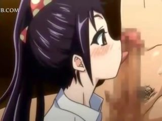 Sexually aroused anime teeny blowing and fucking giant penis