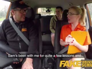 Fake Driving School Exam failure initiates to super enticing blonde car fuck