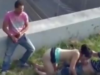 Marvellous bewitching Teen In a Highway Public Threesome