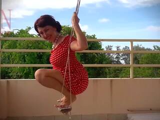 Depraved Housewife Swinging Without Panties on a Swing | xHamster