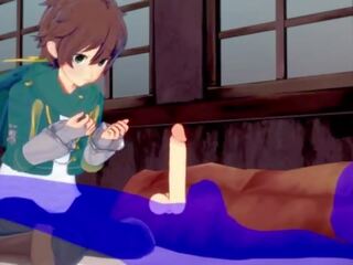 Konosuba yaoi - kazuma fafanje s prihajanje v njegov usta - japonsko azijke manga animirano igra odrasli posnetek gej
