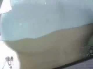 Japanese car washing with her tits clip