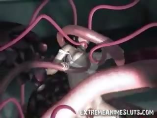 3D schoolgirl Destroyed By Alien Tentacles!